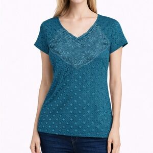 Elegant Teal Floral Women's Top